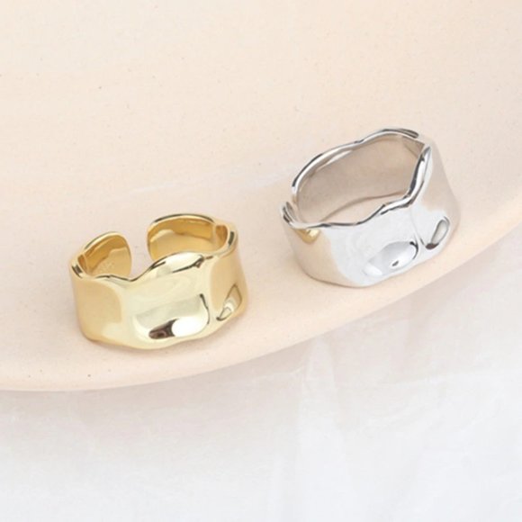 NEW Gold/Sterling Silver Open Wave Adjustable Ring - Picture 6 of 8